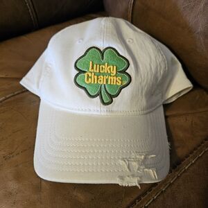 Lucky Charms White Distressed Fitted Stretch Baseball Hat Cap Unisex Adult 2006